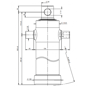 Teleskopski cilinder 3 stopnje 8 ton 1283 mm z luknjo 3036F